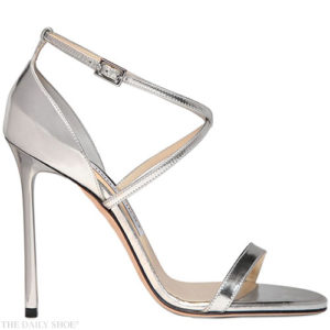 JIMMY CHOO 110MM HESPER MIRROR LEATHER SANDALS