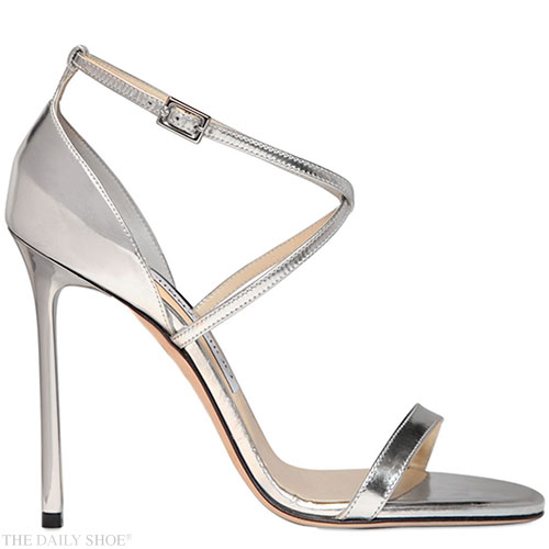 JIMMY CHOO 110MM HESPER MIRROR LEATHER SANDALS