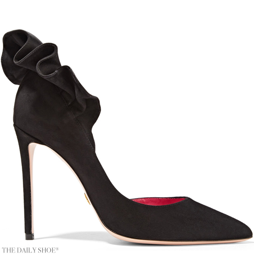 OSCAR TIYE Adele ruffle-trimmed suede pumps