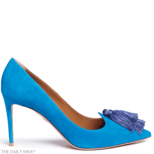 Aquazzura Love Tassel 85 Blue Suede Pumps