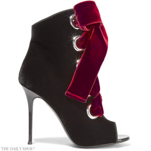 GIUSEPPE ZANOTTI Lace-up Ribbons & Velvet Ankle Boots