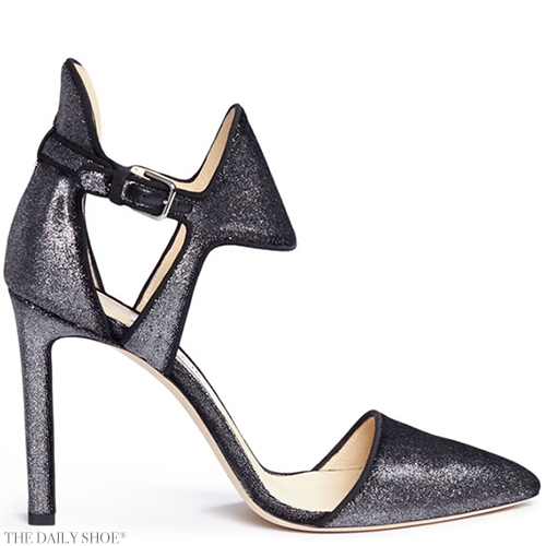 JIMMY CHOO MOON 100 METALLIC VELVET DORSAY PUMPS