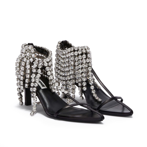JIL SANDER Crystal-embellished Leather Sandals ANGLE